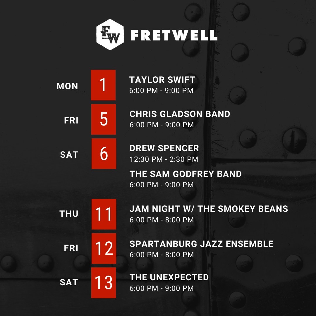 TAYLOR SWIFT IS COMING TO FRETWELL!
Okay, maybe not, but we've still got an awesome line-up of artists coming to Fretwell this month. Swipe left to see the real upcoming event list. #APRILFOOLS

Come sit on our lawn and enjoy some live music, paired with a drink &amp; snack of your choice.

#SpartanburgEvents #DiscoverSpartanburg #SpartanburgSC #SpartanburgCommunity #SpartanburgFun