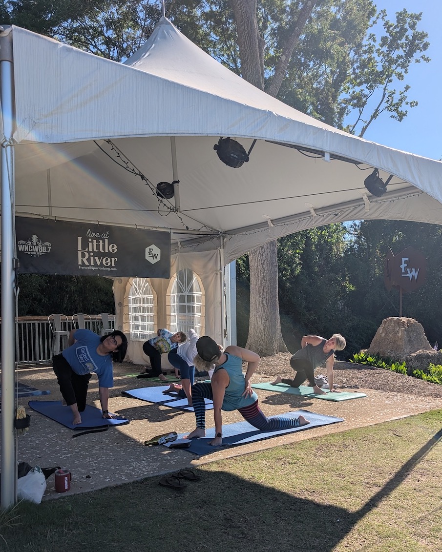 🧘 We're getting ready for another Monday Morning Yoga Flow at Fretwell! Bring your mat and get a cold drink (check out our summer drinks) because we're ready to sweat some this morning! 

🌸 Yoga details:
- Classes are led by Lisa, @tokengranola, a licensed yoga instructor
- Classes are free to attend, though a $5 tip for the instructor is appreciated
- Classes are safe for all levels, just listen to your body!
- Yoga takes place every Monday morning, 9-10am on the Fretwell lawn

#SCYoga #FreeYoga #SpartanburgYoga #SpartanburgSC