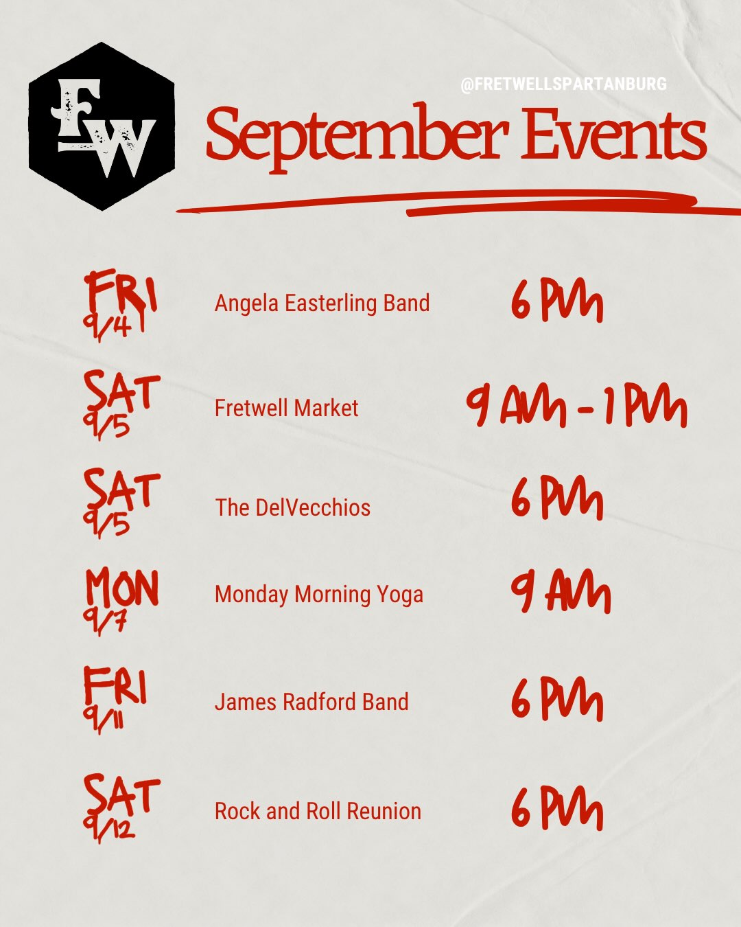 September weekend lineup coming in hot 🔥 Starting tonight!